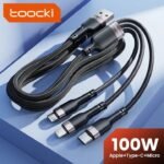Toocki 3 in 1 USB Cable 6A 100W Micro USB Type C Charging Cable