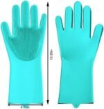 Reusable Silicone Magic Washing Gloves Pair with Scrubber for Kitchen, - Image 4